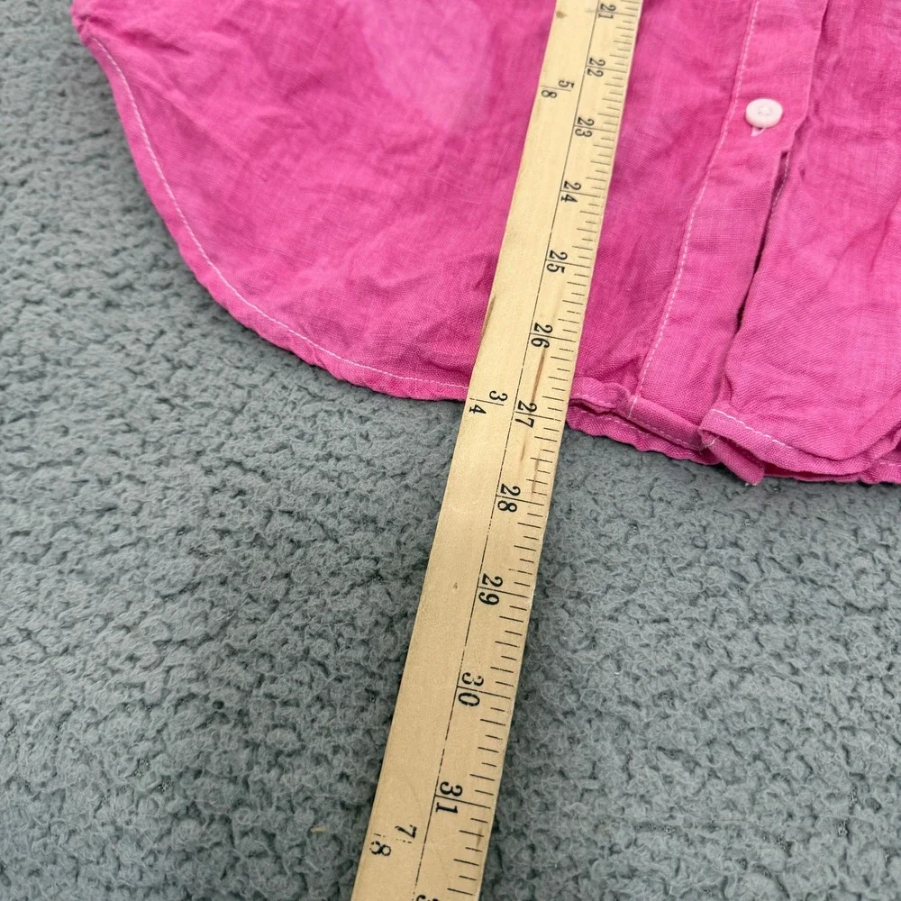 JCrew Baird McNutt Irish Linen Shirt Womens Size 10 Hot Pink Garcon Classic Fit